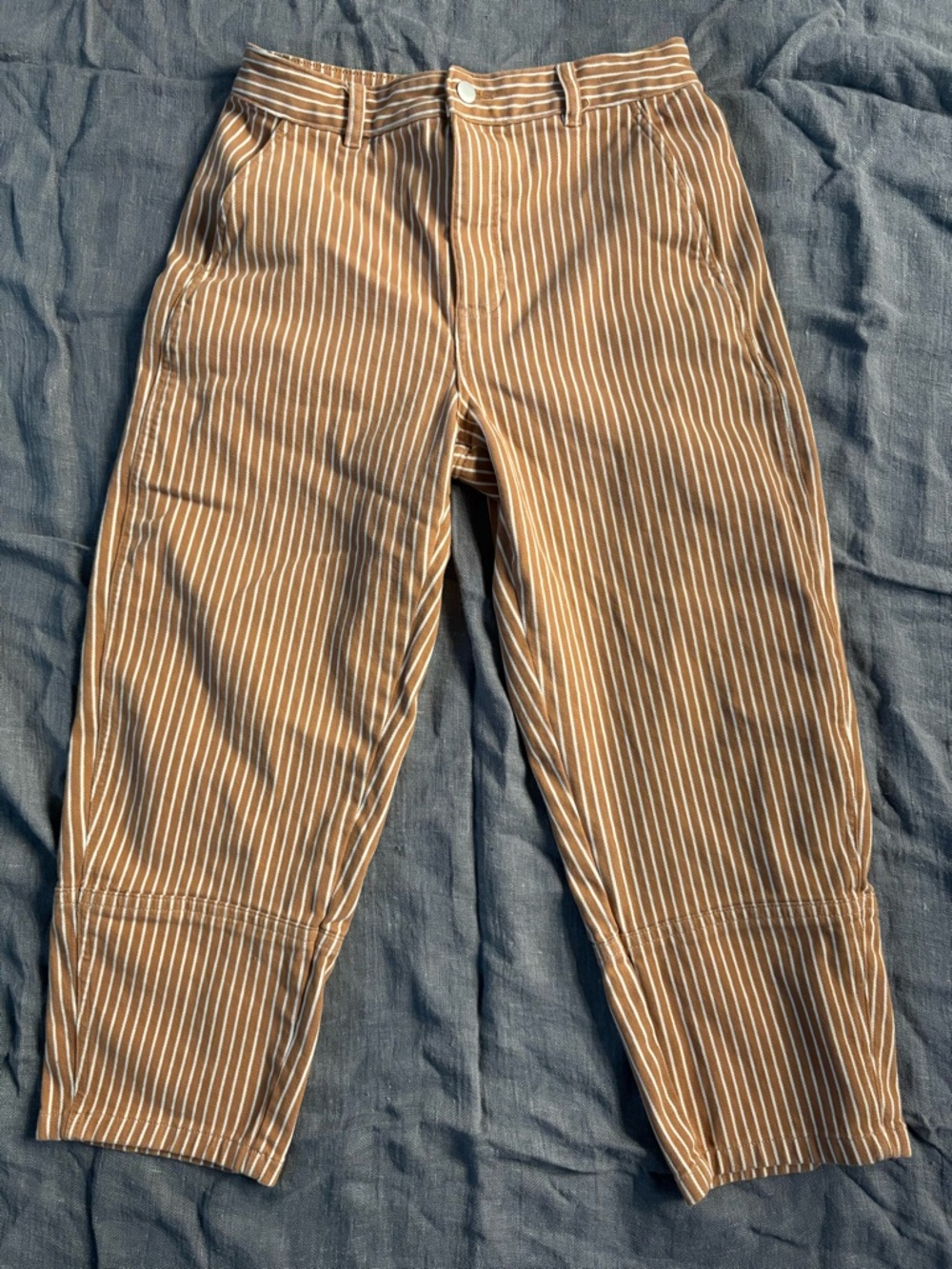 Everlane The Utility Barrel Pant - Toasted Coconut / Bone Stripe | Size 12